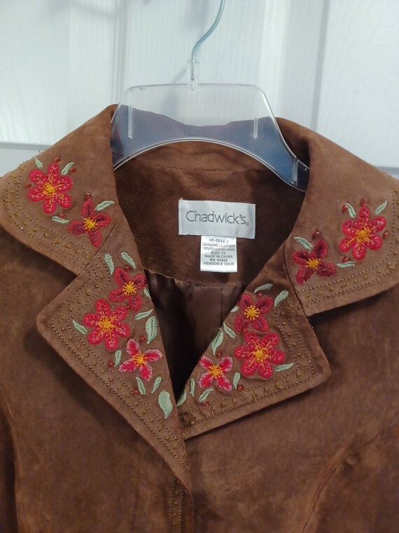Vintage Chadwicks Womens Jacket Suede Leather Flo… - image 3