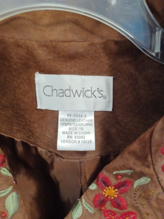 Vintage Chadwicks Womens Jacket Suede Leather Flo… - image 2