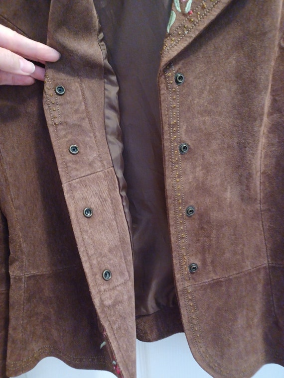 Vintage Chadwicks Womens Jacket Suede Leather Flo… - image 8