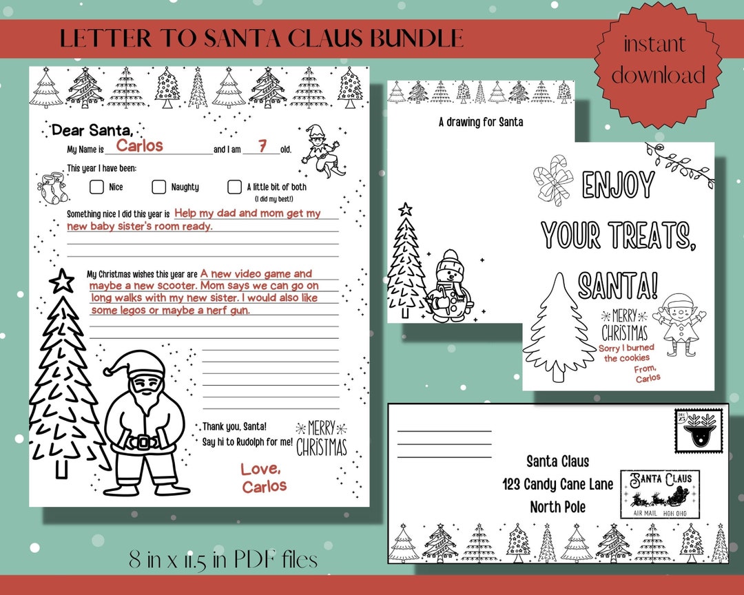 Letter to Santa Printable PDF Bundle - Etsy