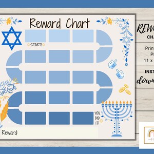 Kids Hanukkah Reward Chart Printable | Instant PDF Download