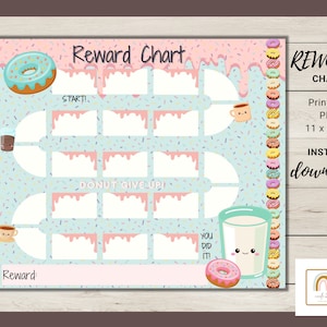 Gráfico de recompensas de Donut Kids imprimible / Descarga instantánea en PDF