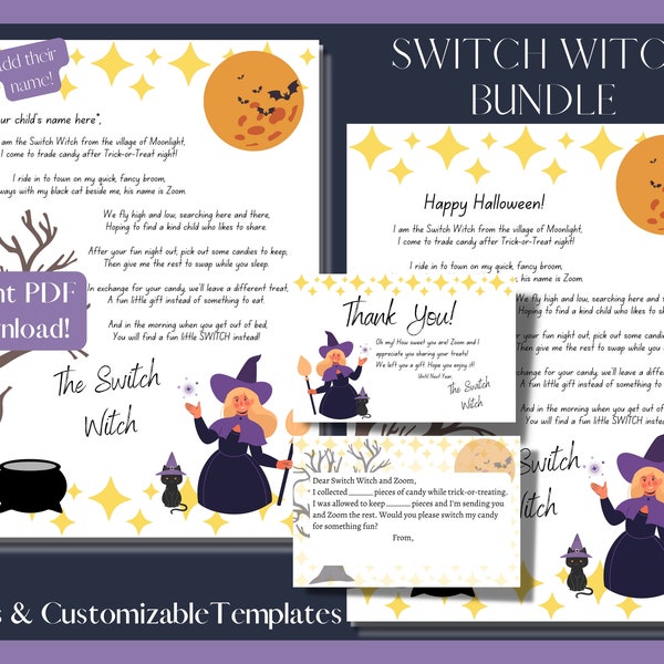 Switch Witch Letter Printable and Editable Template