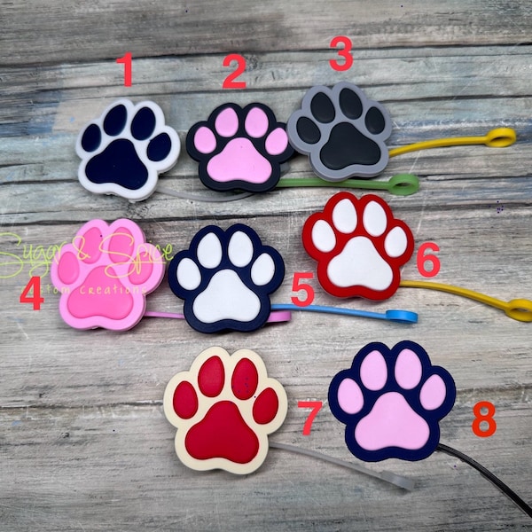 Paw Print Straw Toppers