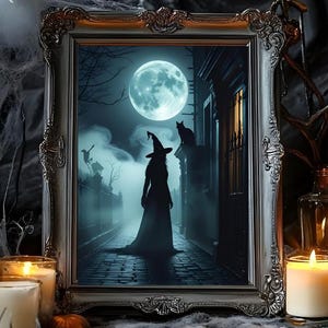 Black Cat Witch Print: Witchcore Alley Art (Digital Download