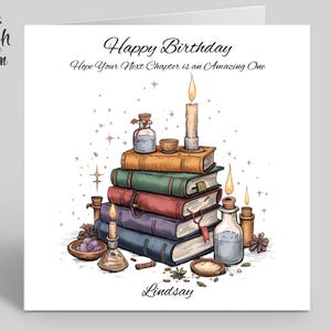 Personalised Reading Books Birthday Card: Magical Books , Potions