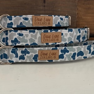 Camo Marsh Dog Collar, Blue Duck Camo Collar, Camouflage Dog Collar, Dixie Lane Collars