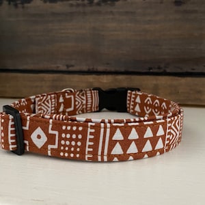 Aztec Dog Collar • Southwestern • Orange Tribal Pattern • Custom Made • Western Collar for Pups • Tan Collar • Boho Collar • Brown Collar •