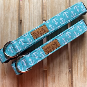 Aqua Anchors Dog Collar, Spring and Summer Dog Collar,  Dixie Lane Collars