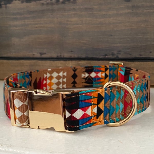 Aztec Dog Collar • Navajo • Western Dog Collar • Southwestern Collar for Puppies and Cats • Tribal Pattern • Multicolored • Boho Collar