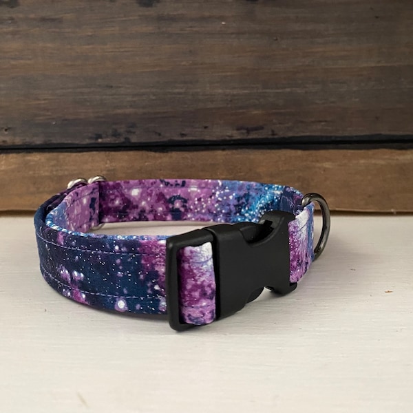 Purple Galaxy Dog Collar • Stars • Sparkle  • Puppy Collar • Purple Collar • Outer Space • Matching Keyfob • Wristlet