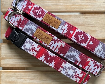 Red Aztec Print Dog Collar, Western Dog Collar, Dixie Lane Collars