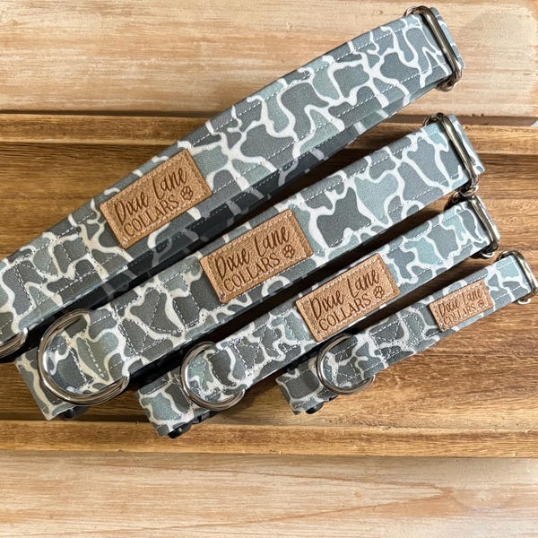 Graue Ente Camo Hundehalsband, einstellbares Camouflage Halsband, Dixie Lane Halsbänder
