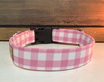 Collare per cani a quadri rosa, Dixie Lane Collars