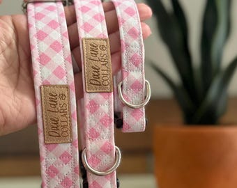 Roze geruite hondenhalsband, Dixie Lane-halsband