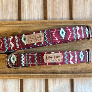 Collier pour chien à imprimé marron et turquoise et aztèque, collier pour chien sud-ouest, colliers Dixie Lane
