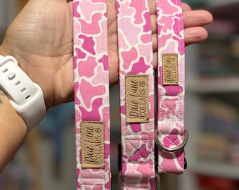 Pink Camo Dog Collar, Duck Camo Print Collar, Dixie Lane Collars