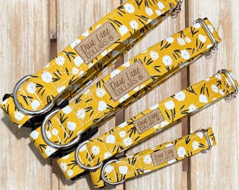 Yellow Ditsy Floral Dog Collar, Dixie Lane Collars