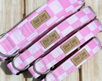 Collare per cani a quadri rosa, Dixie Lane Collars