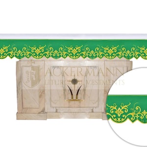 Kirchenaltartuch bestickt, Accessoires für kirchliche Feiern, katholisches Altartuch. Personalisierte bestickte Tischdecke für Kirchenaltar.
