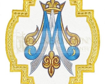 Marian Embroidered Applique,Liturgical Church Emblem.