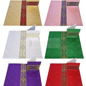 Set of 6 Burses and chalice veils,Four colors set white, green, purple, red,gold,rose.Full Set Pall, Burse and Chalice Veil Set.