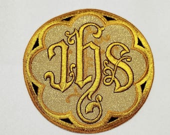 Embroidered Applique IHS,Liturgical Church Emblem.