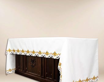 Church Altar Cloth “Crosses in a square, embroidered on three sides”,Accessories for church celebrations,Catholic Altar Cloth.