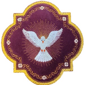 Embroidered Applique Holy Spirit,Liturgical Church Emblem,Liturgical embroidered vestment appliques.