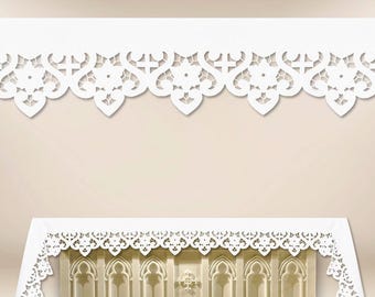 Church Altar Cloth “Bianco Fiori” tablecloth, embroidered on three sides,Accessories for church celebrations,Catholic Altar Cloth.