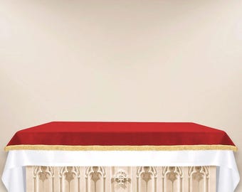 Mantel de altar de terciopelo – Rojo, Accesorios para celebraciones religiosas, Mantel de altar católico.