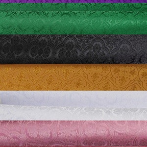 Damaststoff, Accessoires für kirchliche Feiern, Farben weiß, grün, lila, rot, schwarz, gold, creme, rosa, blau.