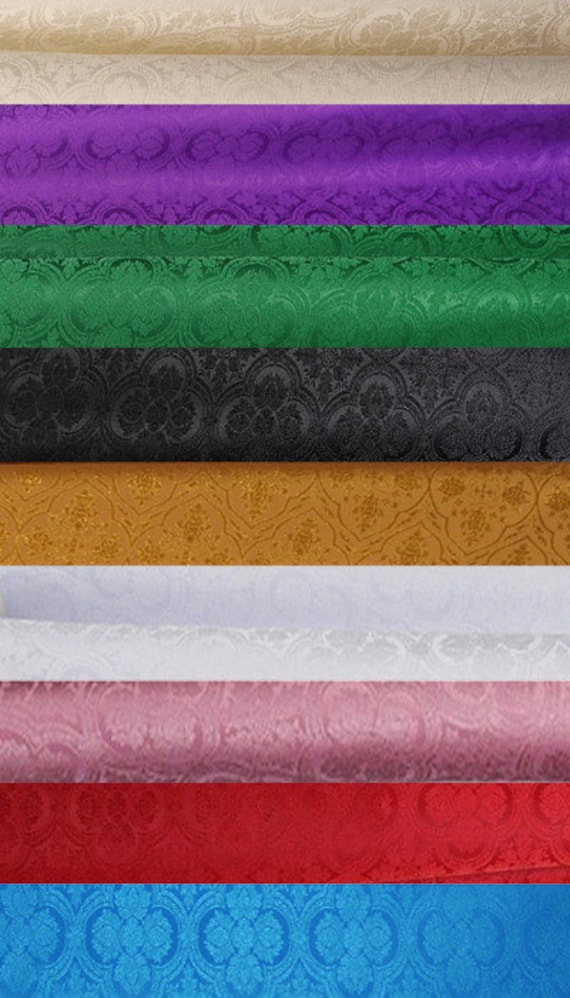 Damask fabric,Accessories for church celebrations,Colors white, green, purple, red,black,gold,cream,rose,blue.