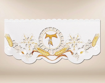 Altar lace embroidered,Accessories for church celebrations,Catholic Altar Lace,Personalized embroidered tablecloth lace for church alter.