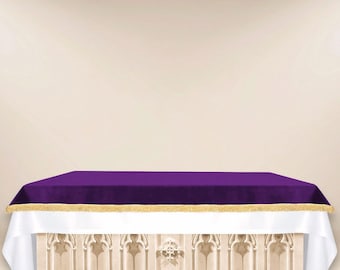 Mantel de altar de terciopelo – Morado, Accesorios para celebraciones religiosas, Mantel de altar católico.