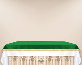 Mantel de altar de terciopelo – Verde, Accesorios para celebraciones religiosas, Mantel de altar católico.