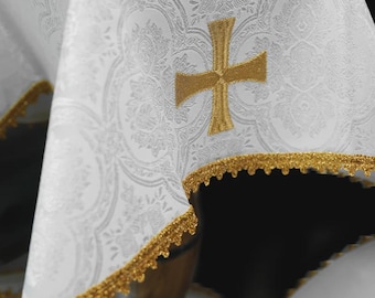 Chalice Veil Gold Cross Jacquard - Liturgical Veil for Catholic Mass