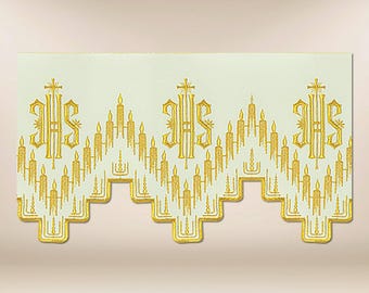 Encaje de altar bordado.Encaje para mantel de iglesia,Accesorios para celebraciones de la iglesia,Encaje para mantel bordado personalizado para altar de iglesia.