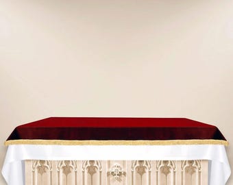 Mantel de altar de terciopelo – color burdeos, accesorios para celebraciones religiosas, mantel de altar católico.