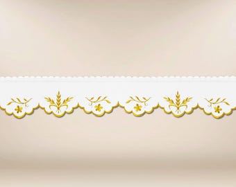 Altar lace embroidered.Church tablecloth lace,Accessories for church celebrations,Catholic Altar Lace.