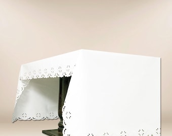 Church Altar Cloth “Crosses in a Square – White,” embroidered on three sides,Accessories for church celebrations,Catholic Altar Cloth.