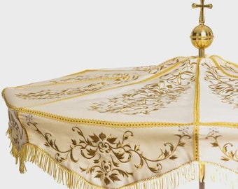 Processional Umbrella with Eucharistic symbols,Accessories for church celebrations.
