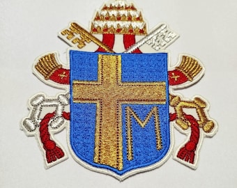 Embroidered Applique Papal Coat of Arms,Liturgical Church Emblem.
