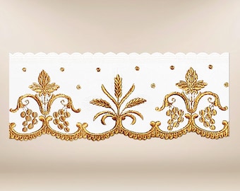 Altar lace embroidered,Church tablecloth lace Heart of Jesus,Catholic Altar Lace,Personalized embroidered tablecloth lace for church alter.
