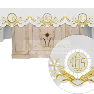 Church Altar Cloth IHS,Accessories for church celebrations,Catholic Altar Cloth.Personalized embroidered tablecloth for church alter.