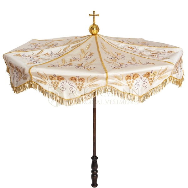 Processional Umbrella with Eucharistic symbols,Accessories for church celebrations.