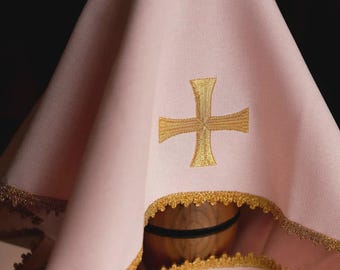 Chalice Veil Gold Cross Jacquard - Liturgical Veil for Catholic Mass