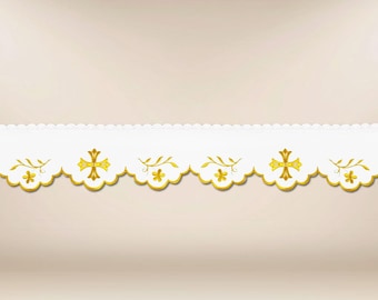 Altar lace embroidered.Church tablecloth lace,Accessories for church celebrations,Catholic Altar Lace.