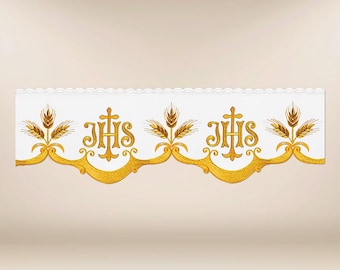 Altar lace embroidered.Church tablecloth lace,Accessories for church celebrations,Personalized embroidered tablecloth lace for church alter.