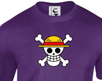 Anime One Piece Straw Hat Pirates Flag Japanese T-shirt Adults, Teens & Kids